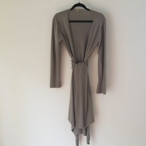Open front cashmere duster with belt